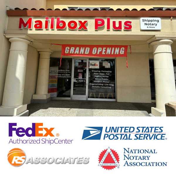 We ship with FedEx & USPS. We are trained by the National Notary Association and are members of Retail Shipping Associates