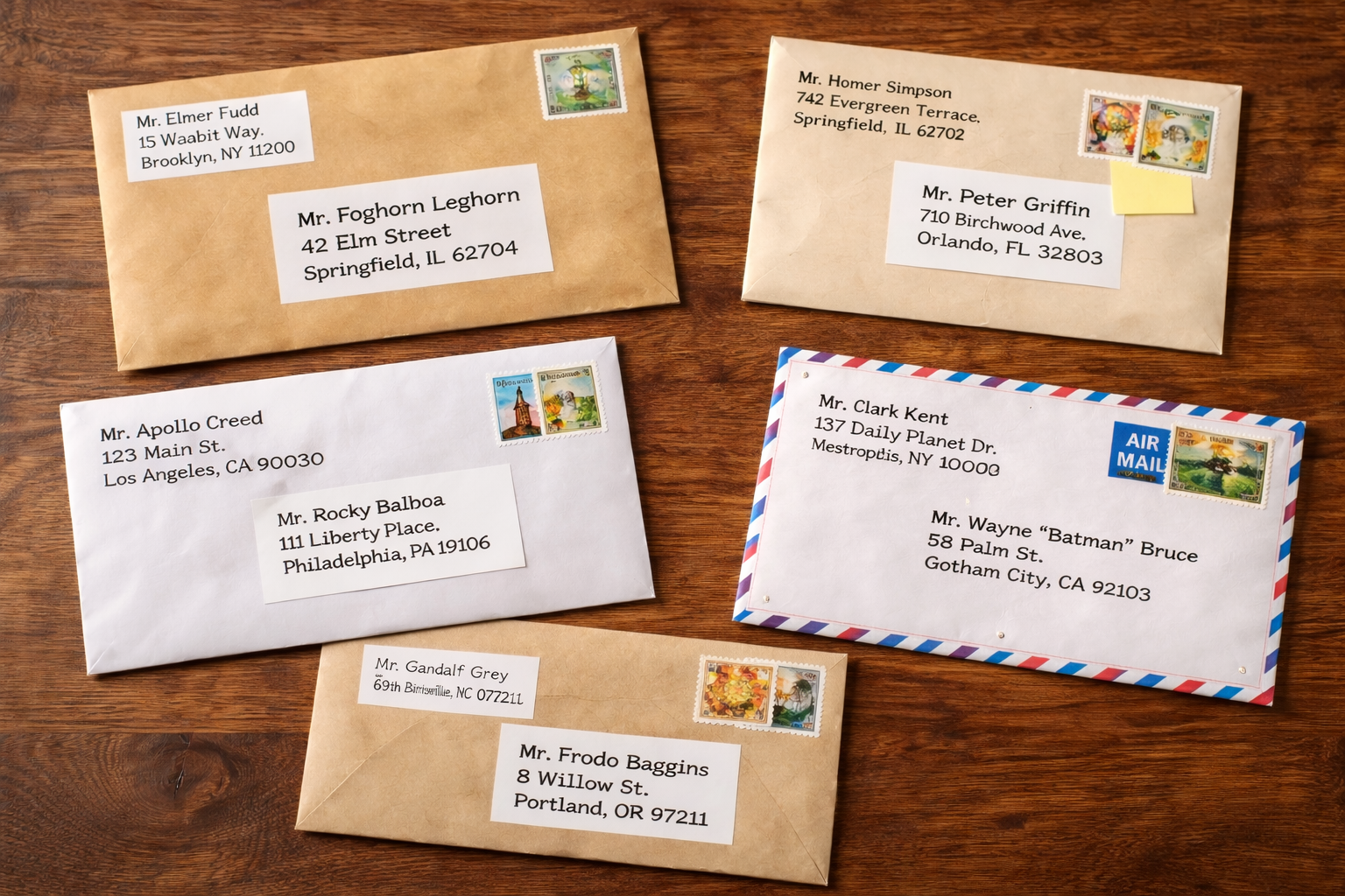 Example photo notification emailed to Mailbox Plus customers — envelopes laid out for a mail pickup